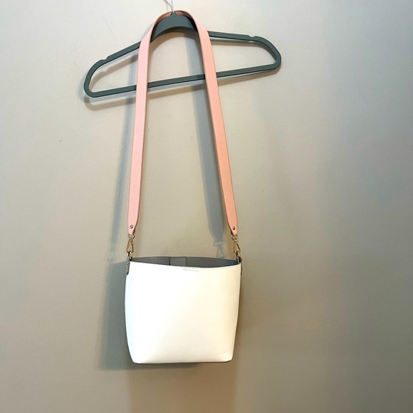 Bucket Bag White Gray & Pink Shoulder Bag by Summer & Rose Crossbody Purse - Picture 4 of 11